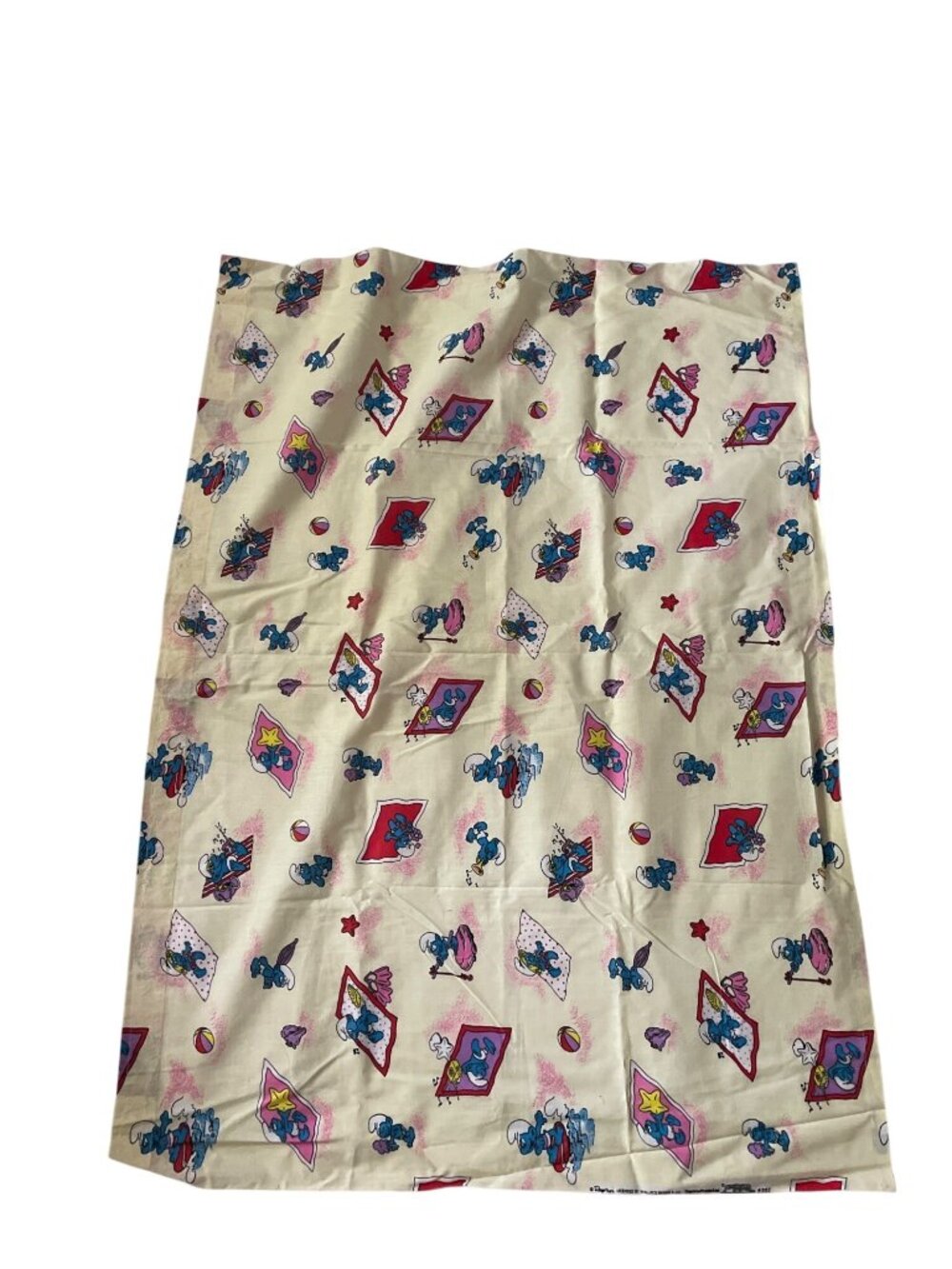 Vintage 1981 Smurfs Curtain Set By Wallace Berrie 45" wide x 33" Long Cutter Sew